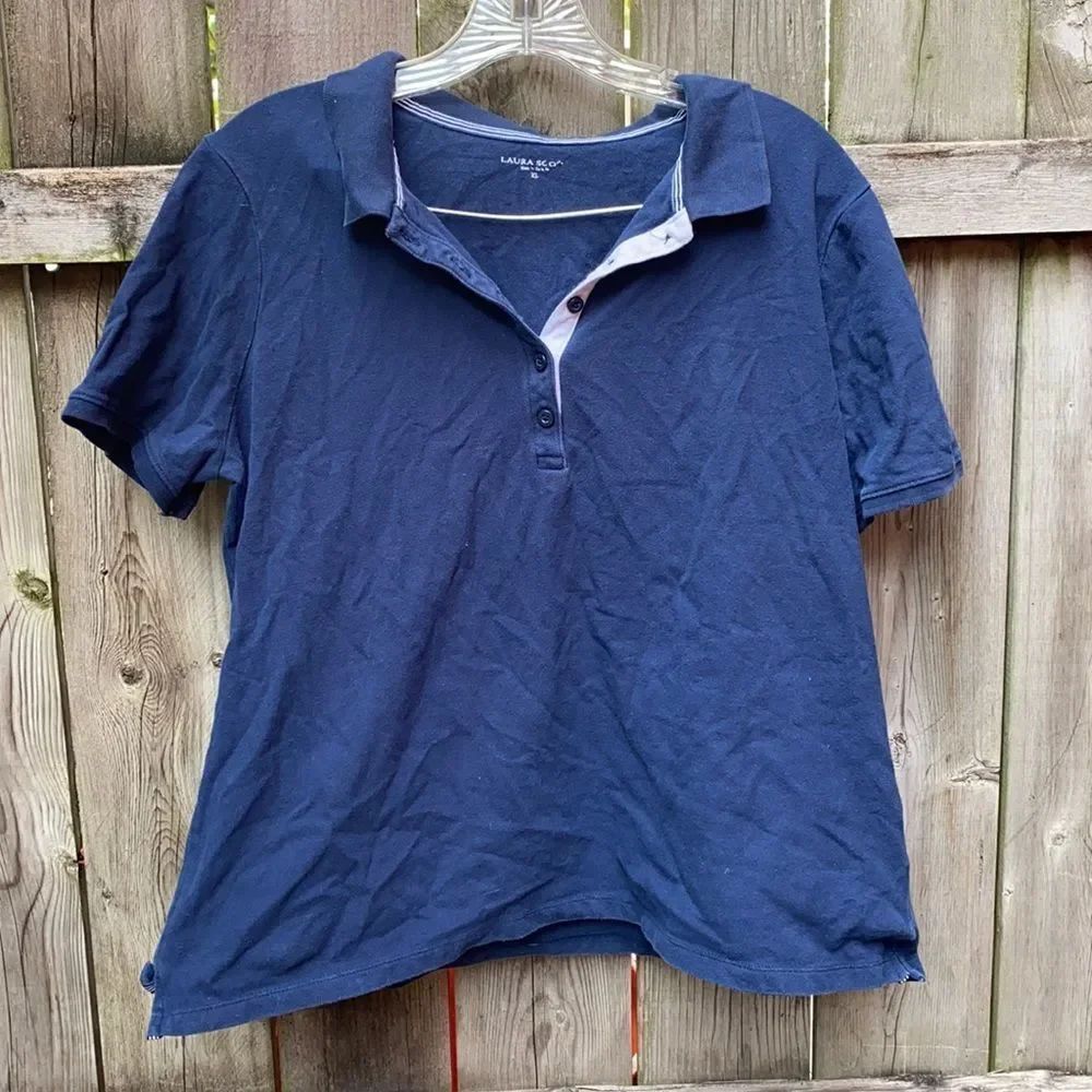 Laura Scott Blue Polo Shirt sz. XL